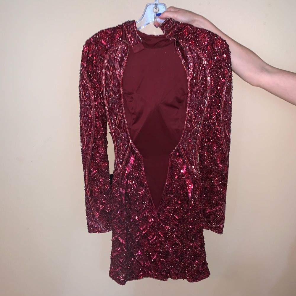 Burgundy sparkly Sherri Hill Winter 2019 dress NEW